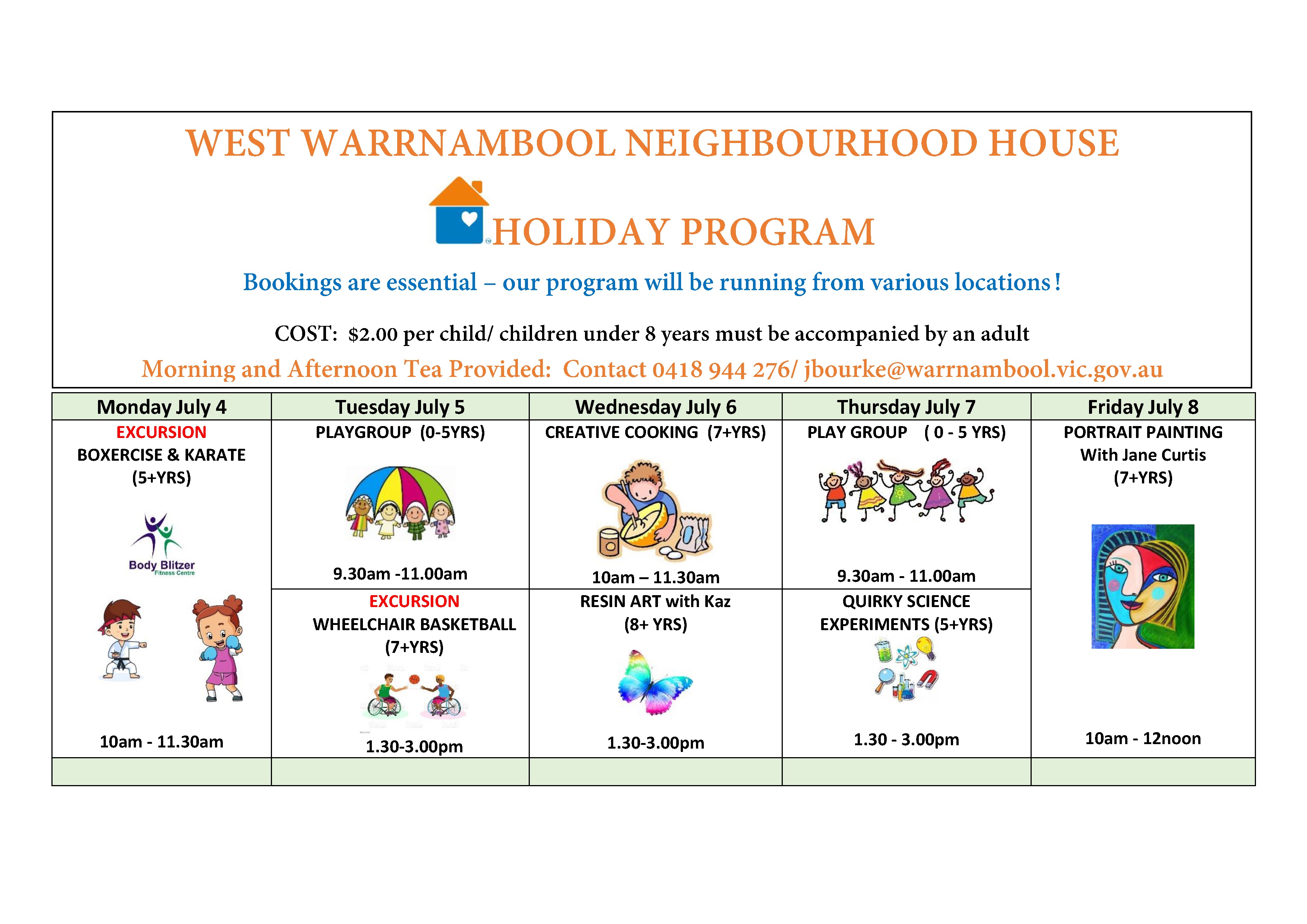 West Warrnambool Neighbourhood House Holiday Program What's On