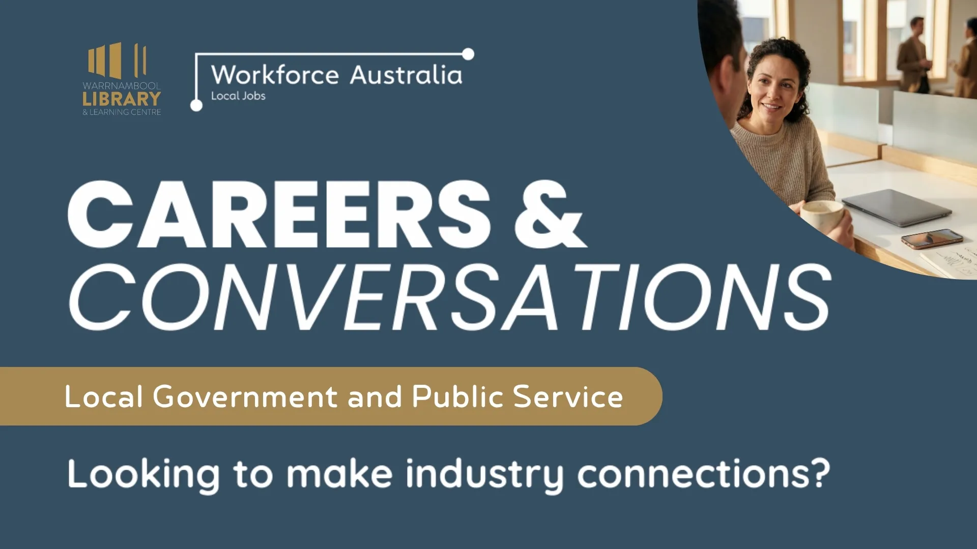 White text on blue background that says careers & conversations