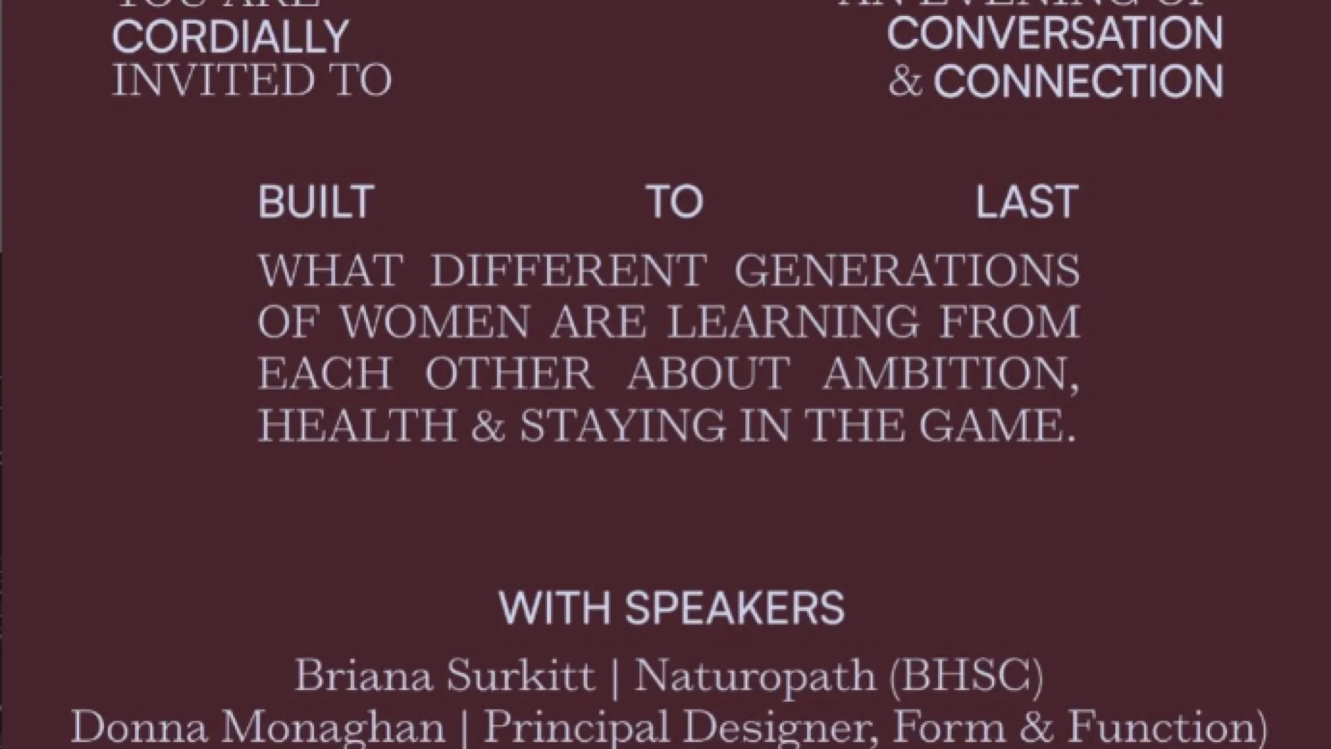 An Evening of conversation & Connection