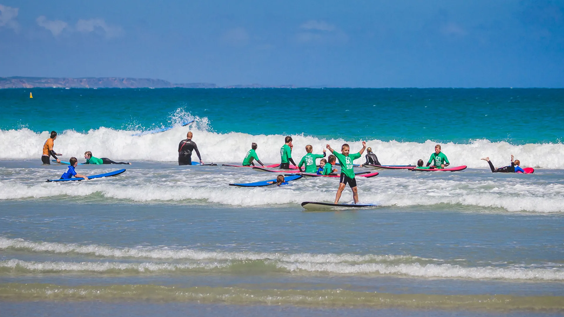 Surfing at the beach
