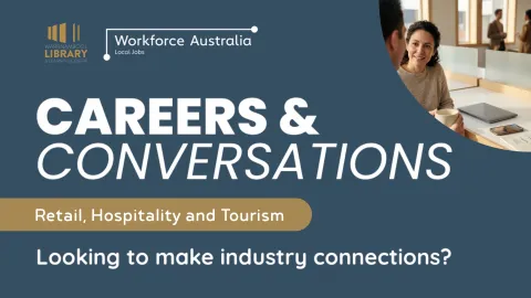 White text on blue background that says careers & conversations