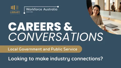 White text on blue background that says careers & conversations