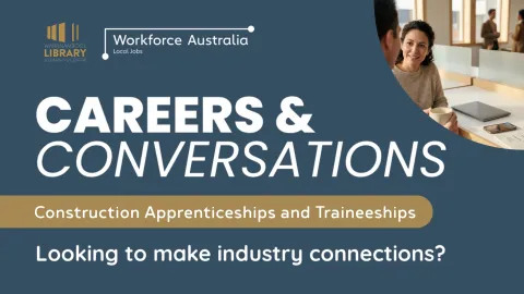 White text on blue background that says careers & conversations