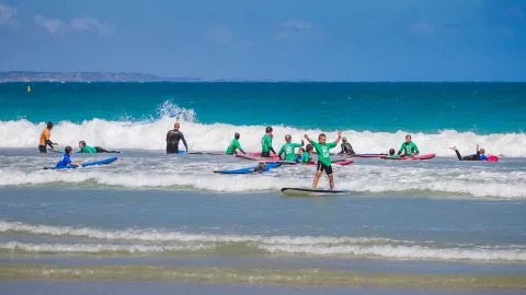 Surfing at the beach